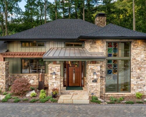 Luxury Home Builders Asheville, NC Living Stone Design+Build Hillin-Guilbeau Front Door