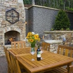 Exterior chimney and fireplace, The Settings of Black Mountain